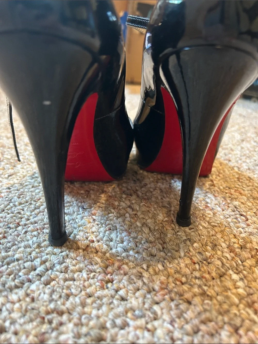 Christian Louboutin Black Patent Mary Jane Pumps with Red Sole